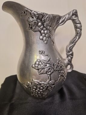 Carson Statesmetals Decorative Grape-Embossed Elegant Pewter Pitcher